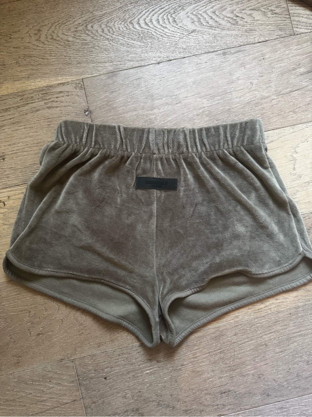 Essentials Olive Velour Athletic Lounge Shorts